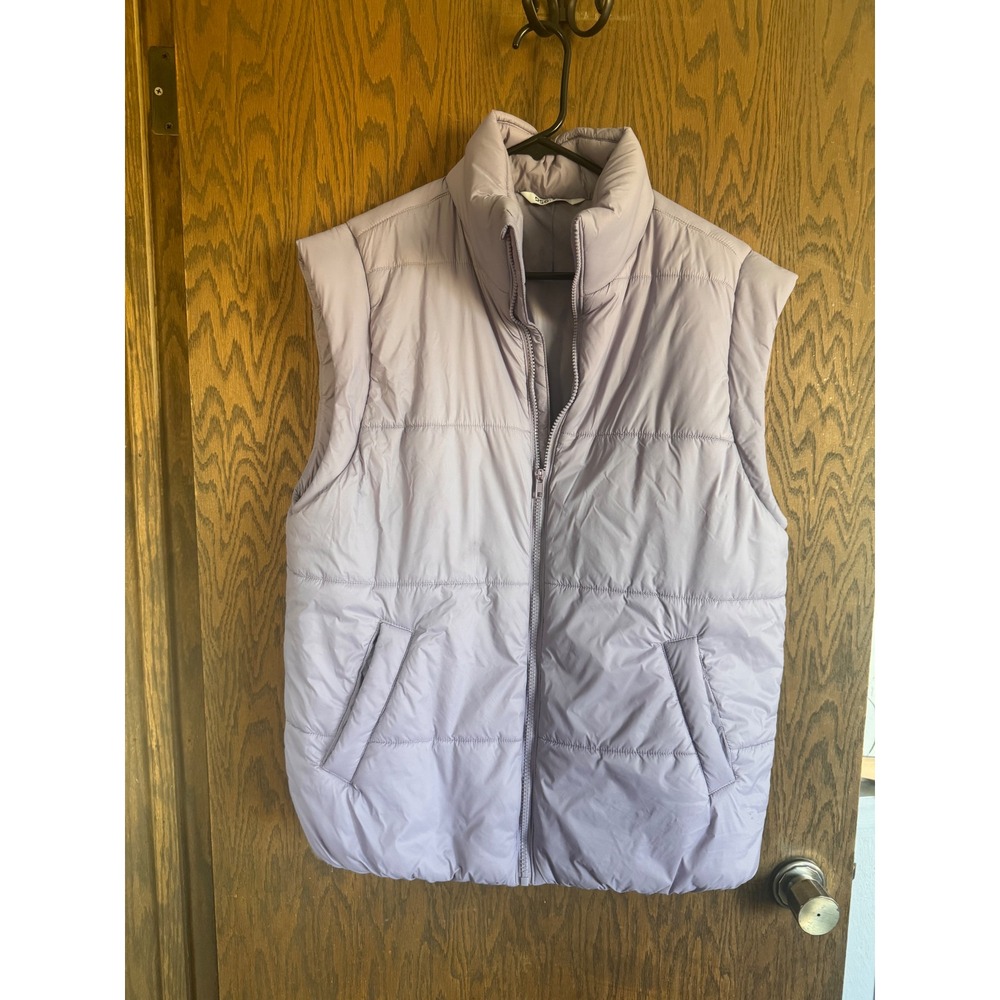 DSG Womens Puffer Vest Lavender Purple Full Zip Quilted Sleeveless‎ Jacket XS/S